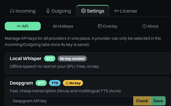 Providers and API keys